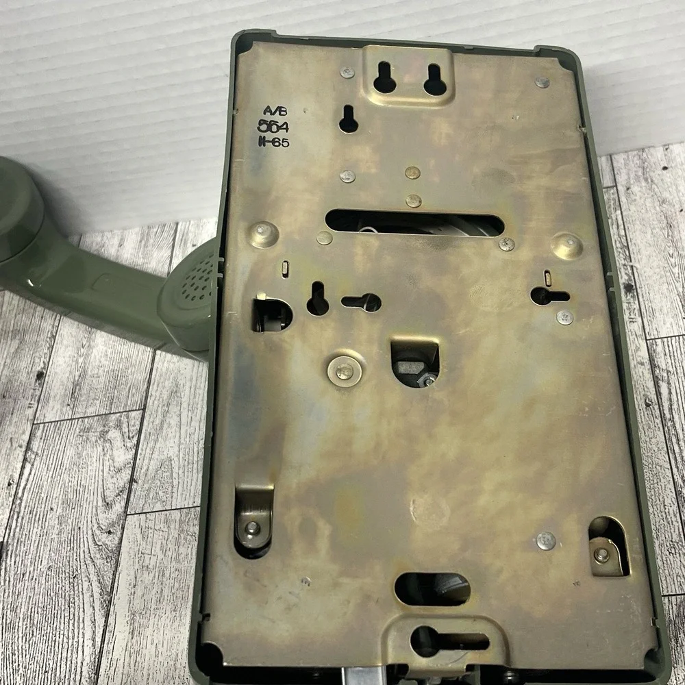 Vintage 1965 Western Electric 554 Rotary Wall Phone Olive Green 172C Mounting